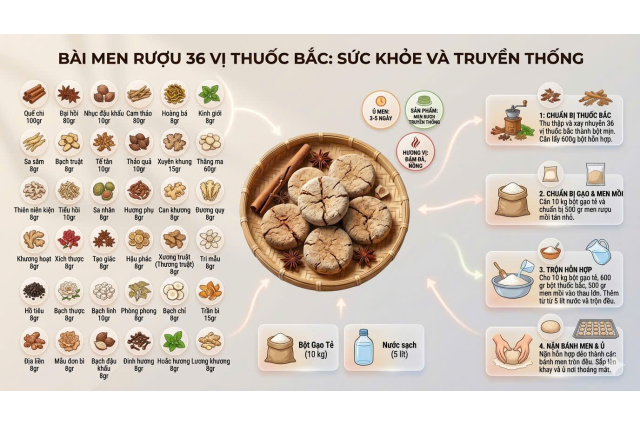 BÍ MẬT MEN LÁ 36 VỊ THUỐC BẮC: TINH HOA NGÀN NĂM TRONG GIỌT RƯỢU TRUYỀN THỐNG